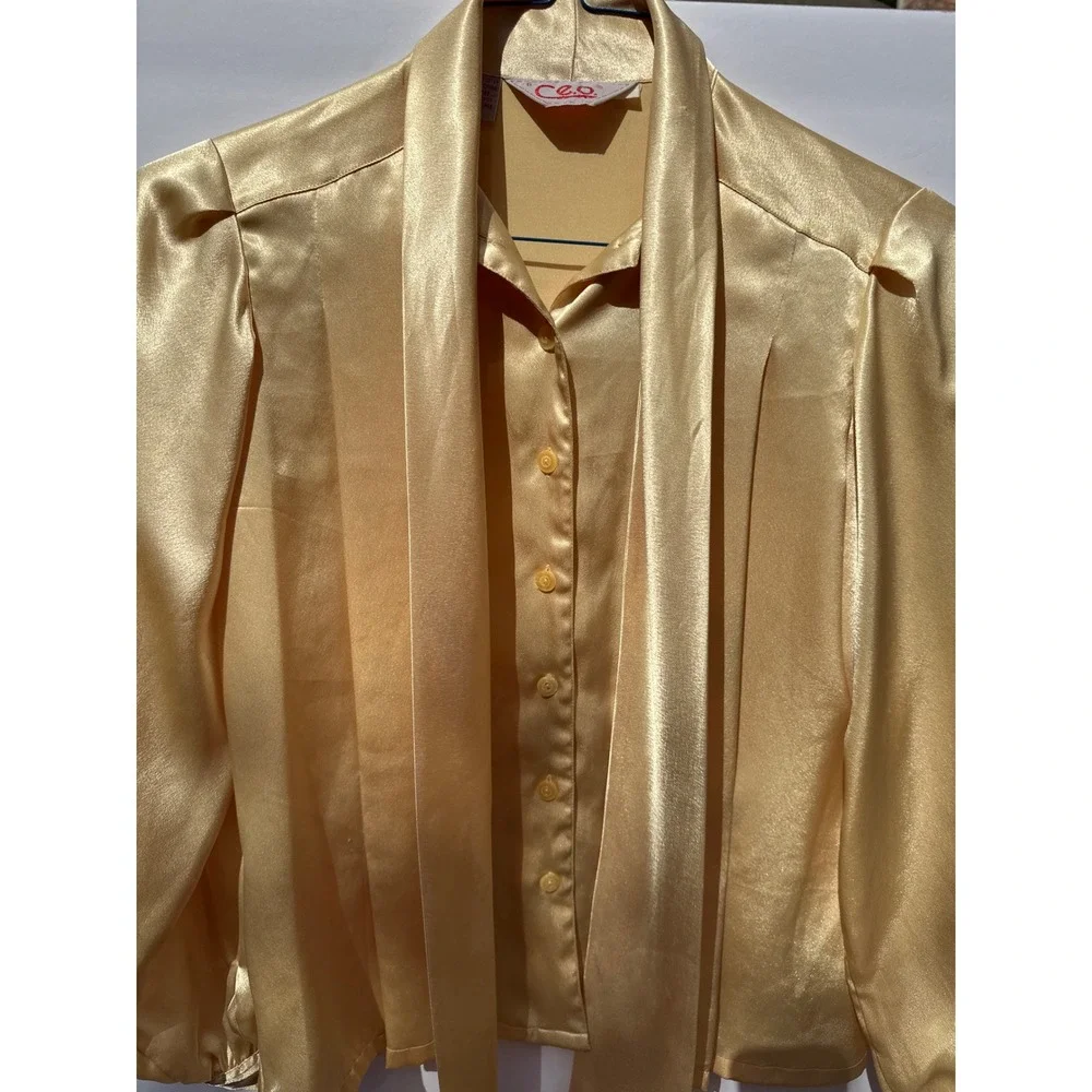 CEO polyester women's long sleeve, soft, gold, medium size - Picture 4 of 8